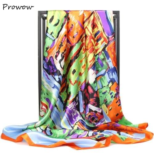Graffiti print Hijab Scarf For Women Fashion Kerchief Silk Satin Neck Scarves and Wraps Square Shawls Bandana Head Scarfs FJ242