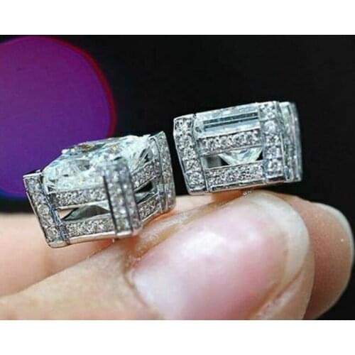 Huitan Classic Square Crystal Cubic Zirconia Stud Earrings Accessories for Women Temperament Sweet Earrings Ear Piercing Jewelry