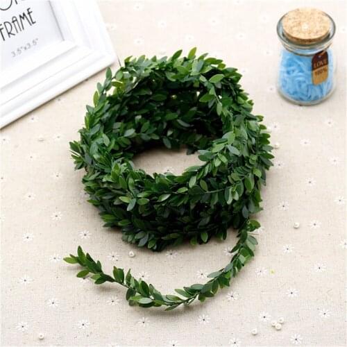 14m/lot Artificial Green Flower Nylon iron wire Leaves Rattan DIY wreath Accessory For Wedding party Decoration garland004012005