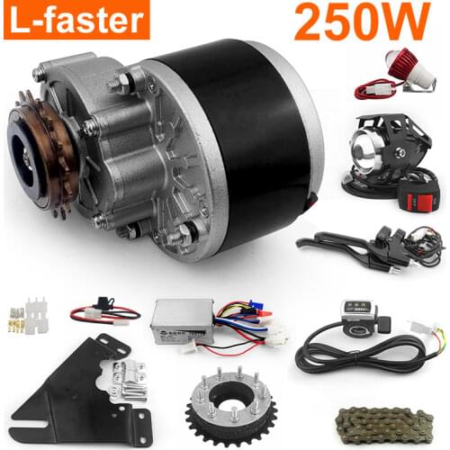 L-faster 250W Electric Brush Motor Kit With Headlight And Brake Light For V Brake Bicycle Left Side Mounting