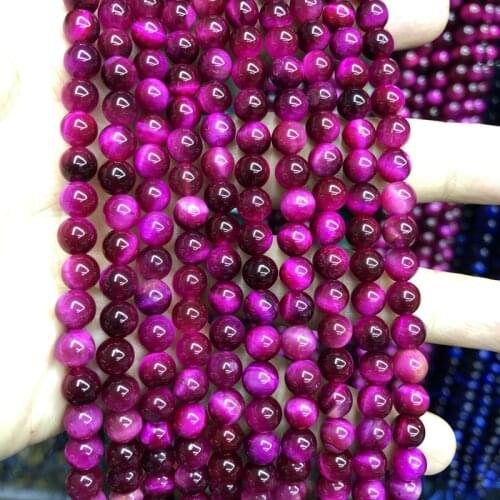 AA Quality Mystic Pink Tiger Eye Beads 6MM 8MM 10mm 12mm Round Beads,Natural Gem Stone Jewelry Loose Beads,15.5" full Strand