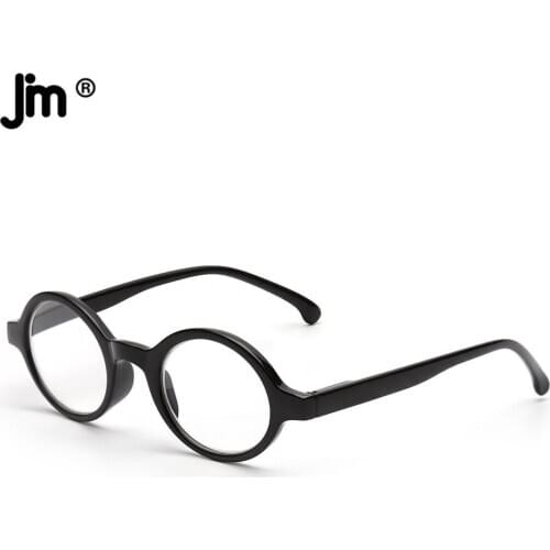 JM Spring Hinge Round Reading Glasses Women Men Diopter Magnifier Presbyopic Glasses Black +0.5 +6