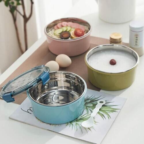 1000ml Round Stainless Steel Bento Lunch Box Leakproof Food Container with Lid