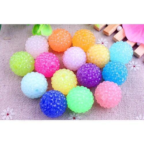 Kwoi vita Jelly Mixed Color Clear Resin Rhinestone Ball beads Wholesales AAA Quality 20mm Chunky 100pcs/lotfor Kids Jewelry