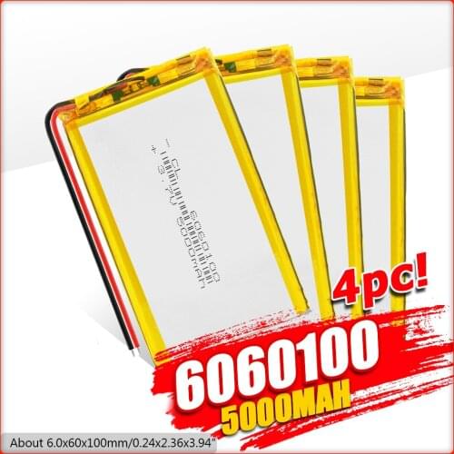 1/2/4x 6060100 5000mAh Li Po Li-ion Batteries Lithium Polymer Battery 3 7 V Lipo Li Ion Rechargeable Lithium-ion Bateria