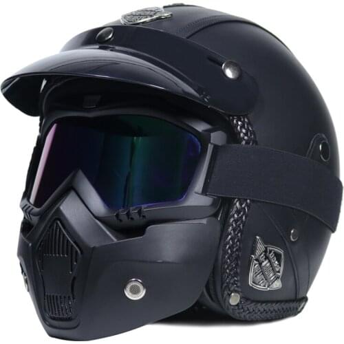 HOT sale Open Face Half PU Leather Helmet Moto Motorcycle Helmets vintage Motorbike Headgear Casque Casco For helmet