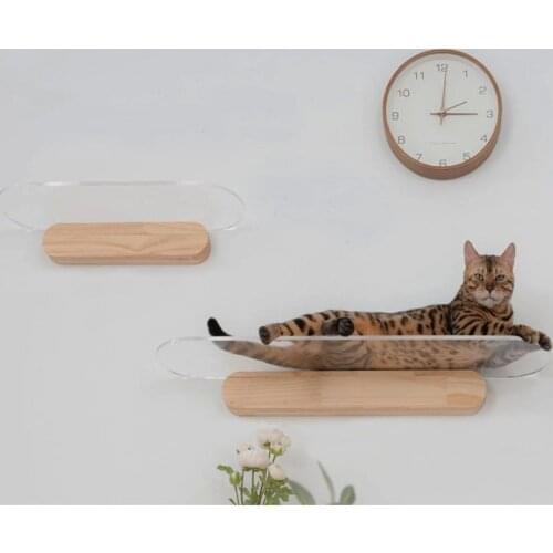 Diy Wall Hanging Cat Climbing Frame Acrylic Cat Springboard Cat Toy Cat Hammock Practical Wooden Pet Furniture