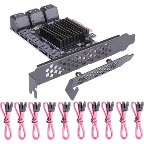 New PCIE X4 to SATA 10P expansion card PCI E X4 SATA 3 6Gbps