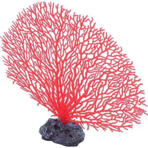 New 5.5" Height Red Soft Plastic Branch Coral Emulational Underwater Plant Decor
