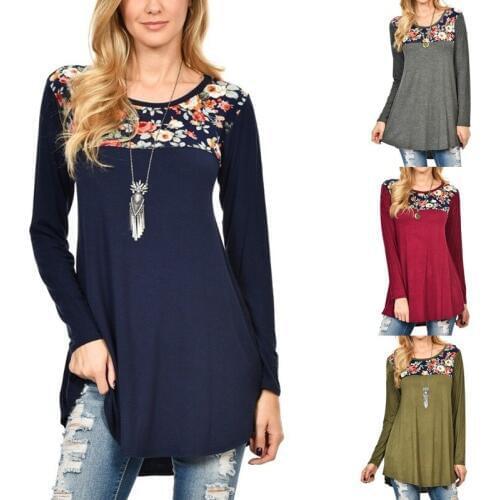 2020 Autumn New Fashion Trend Womens Round Neck Pullover Print Slim Long Long Sleeve Casual Simple Elegant T-shirt