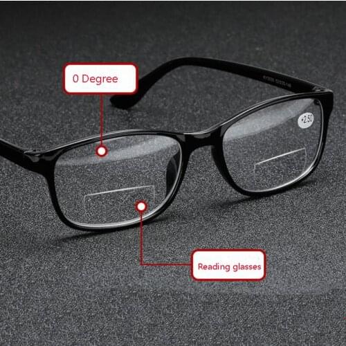 Near and Far Reading Glasses Women Men Blask Frame Square Farsighted Eyeglasses +1.0 +1.5 +2.0 +2.5 +3.0 +3.5 +4.0