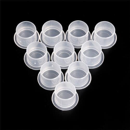 Wholesale 10mm Steady Plastic Tattoo Ink Cap Transparent Disposable Ink Caps Selfstand Tattoo Ink Cups with bottom 1000 pcs /lot