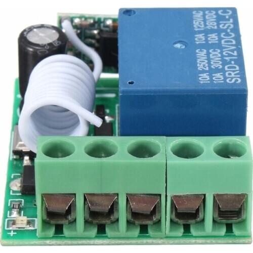 100M DC 12V 10A 1Ch Wireless Relay RF Remote Control Switch Heterodyne Receiver 315MHZ Single Control Board