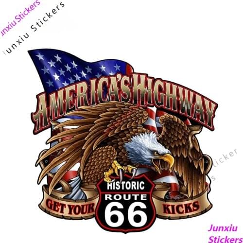 Fashion Americas Highway Route 66 Car Sticker for Window Bumper Decal SUV Fine Scratch-Proof Exterior Accessories PVC13x13cm