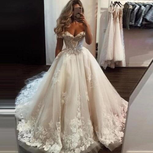 GY Luxury Ball Gown Wedding Dresses for Women Sweetheart Lace Flowers Formal Bride Dresses Marriage Custom Size
