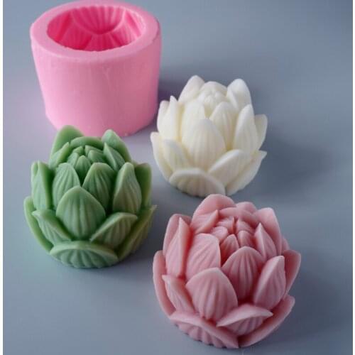 3D Lotus Bud Silicone Candle Making Mold For Handmade Soap Kitchen Tools Chocolate Cake Decorative Moulds