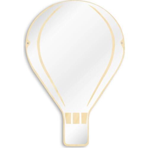 Contemporary Hot Air Balloon Figurate Make up Acrylic Wall Mirror With Wooden Back Nursery Kids Room Decor Mural Traveler Gift