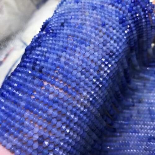 LOOSE BEADS ROUND/ROUNDELLE FACETED Gradient BLUE jade 3mm Wholesale for DIY jewelry necklace 36cm