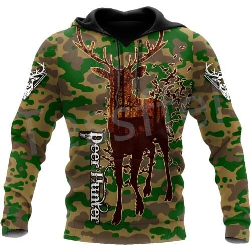 Tessffel 3DPrint Camo Deer Hunting Tattoo Animal Hunter Men/Women NewFashion Jacket Zip Funny Hoodies Long Sleeve Streetwear S3