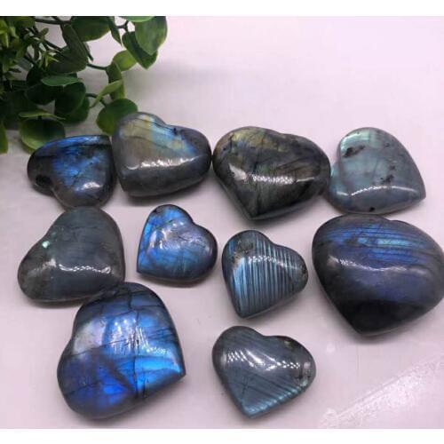 TOP! Natural beautiful labradorite QUARTZ CRYSTAL The heart HEALING 1pcs