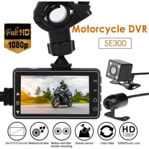 SE300 Motorcycle DVR Front+Rear View Motorcycle Dash Cam Digital Video Recorder 4 Glass Wide Wide Angle Professional Lens
