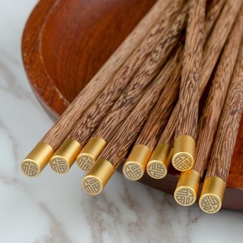 High Quality Chinese Style Chopsticks Handmade Natural Wenge Wood Set SandalWood Tableware Sushi Chopsticks Cutlery Set Reuseabl