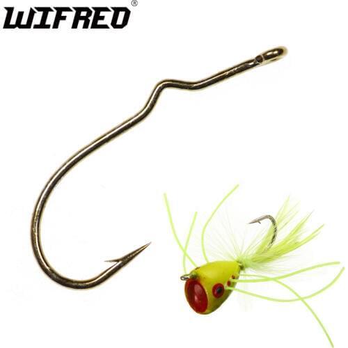 Wifreo 50/100PCS Fly Tying Popper Long Shank Hooks Sproat Shank Streamer Fish Hooks Dry Flies Hooks #2 #10