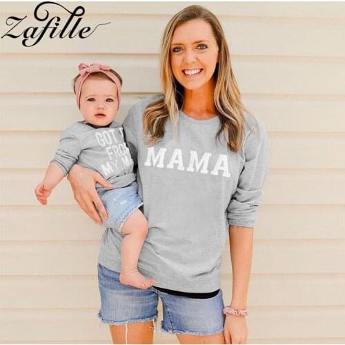 ZAFILLE Mommy and me Clothes Letter Mama Mini Family Sweatshirt Looks Mother and Daughter Clothes Family Matching Outfits