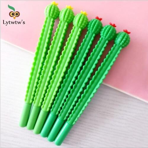 1 Pcs Lytwtws Cactus Gel Pen Plants Neutral School Office Supply Writing Stationery Cute Kawaii Creative Pretty Lovely Pens