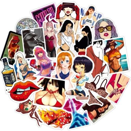 10/30/50 PCS Sexy Girl Personality Graffiti Guitar Water Cup Motorcycle Bike Waterproof Trolley Case Sticker Toy Wholesale
