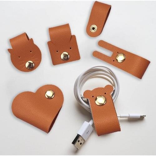 10Pcs Line Storage Clip Cute Strong Clamping Faux Leather Creative Animal Shape Line Storage Buckle for Home