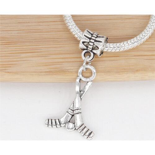 Classic beads 25pcs/lot hockey charms fit bracelet diy jewelry making