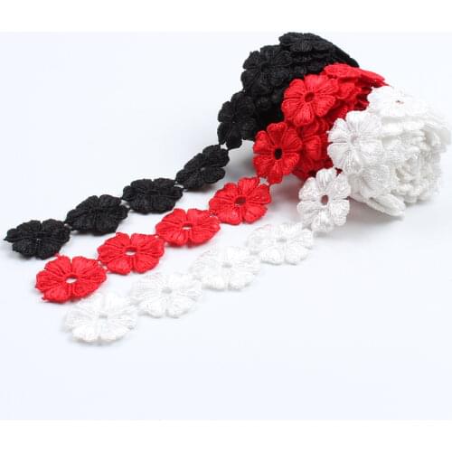 2yards/lot width 2.3cm polyester flower Lace Trims White Black Red Ribbon DIY necklace ornaments Wedding Clothes Accessories