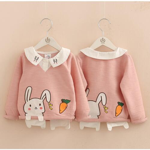2020 Spring Autumn 2-10 Years Old Children Long Sleeve Cute Patchwork Cartoon Embroidery Baby Kids School Sweatshirts For Girls
