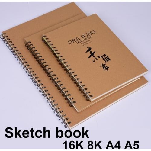 160g Retro Spiral Coil Sketch Book 16k 8k A4 A5 Art Drawing Book Sketch Drawing Diary Student Notebook Memo Sketch Book 30 Pages