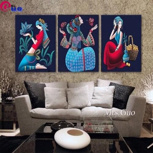 DIY 5D Diamond Painting Flower Woman Full Square Round Drill Diamond Embroidery Art Comic Mosaic Living Room Decor Gift 3pcs/Set
