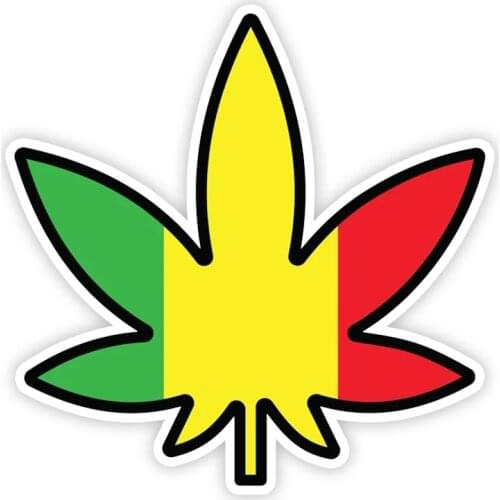 B0761# Self-adhesive Decal Rasta Pot Leaf Car Sticker Waterproof Auto Decors on Bumper Rear Window Laptop