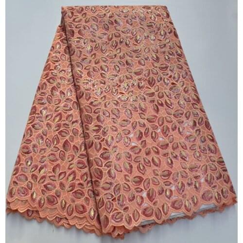 Shiny Luxury Embroidery African Organza Lace Fabric High Quality French Tulle Laces Fabric With Sequins 5 Yards/piece For Party