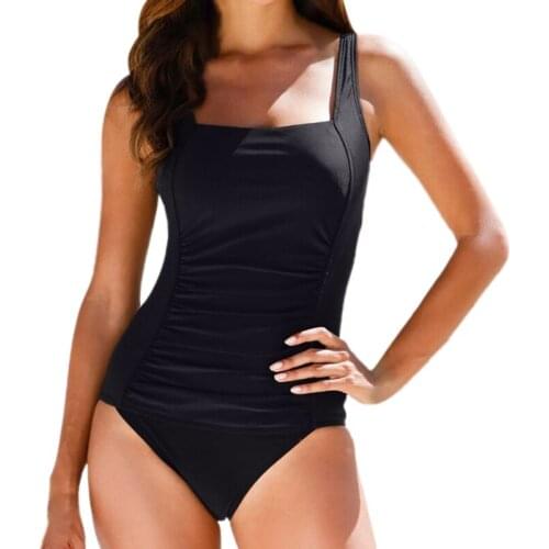 One Piece Swimsuit Women Swimwear Push Up Bathing Suit Ruched Tummy Control Monokini Retro Plus Size Beachwear M-4XL