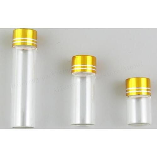 500 X 2ml 4ml 6ml Clear Refillable Small Gvials Sample Bottles with Gold Silver Aluminium Cap Small Transparent Glass Bottles