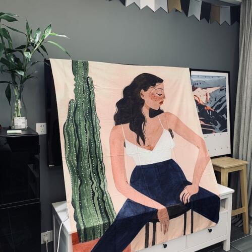 Hot Sale Tapestry Wall Hangings Cactus Girl Plant Tapestry Wallhanging Tapestry Walldecor