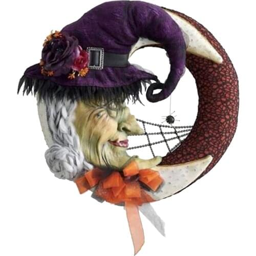 Halloween Wreaths Witch Purple Hat Throw Pillow Toy Pendant Party Home Decoration Garlands Door Garden Porch Yard Home Supplies
