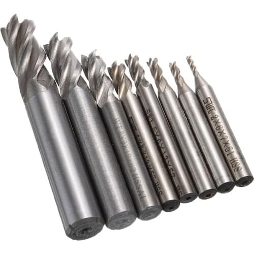 8Pcs HSS End Mill Cutter 4 Flute Straight Shank CNC End Mill Cutter Drill Bit Tool 2-12mm For Power Tools