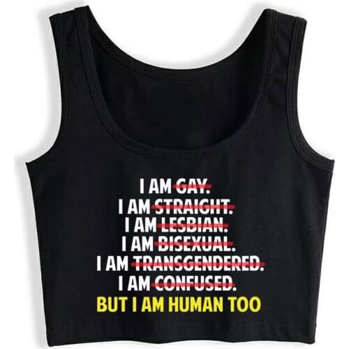 Crop Top Sport I Am Human Too Lgbt Hip Hop Black Custom Tops Women