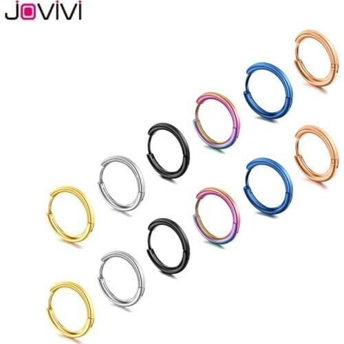 JOVIVI Stainless Steel Round Hoop Earring Cute Small Hoop Cricle Earrings Jewelry 8mm-20mm 18G Unisex Body Piercing Jewelry 12pc