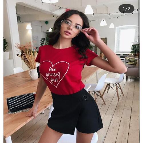 Love Yourself First Red T-Shirt Women Funny tshirt Summer Style Outfits tees t shirt tops drop ship free shipping