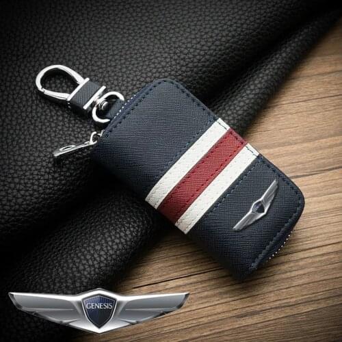 For Genesis Metal Key Chain For G80 GV80 2021 Hyundai Leather Car Key Cover With Logo Key Case Car Accessories