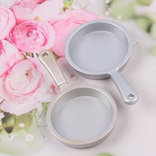 Hot！1/2 Pcs Dollhouse Miniature Accessories Mini Frying Pan Model Simulation Saucepan Toys for DollHouse Decoration