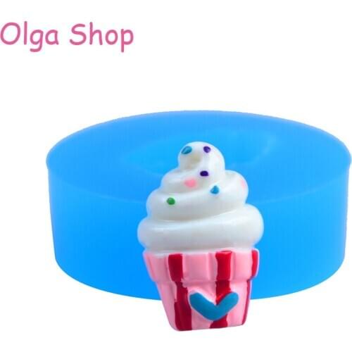 XYL003 Ice Cream Sundae with Cone Silicone Mold Flexible Mold Miniature Food Sweets Jewelry Charms Clay Resin Epoxy Fondant