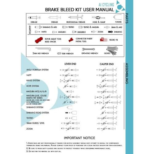 Bicycle Bike disc brake Bleed kit Hydraulic disc brake Oil Bleed Oiling Tool For AVID FORMULA HAYES NUTT